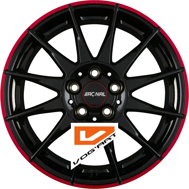 4 Jantes RONAL R54 MCR Jetblack-Red Rim 16″ | Jantes alu design by Vog'Art