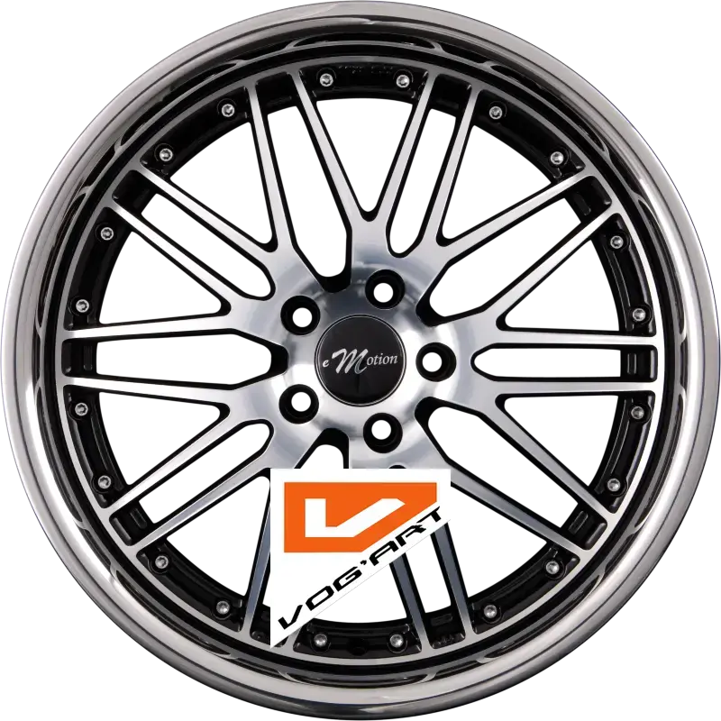 4 Jantes EMOTION-WHEELS WASABI Schwarz Frontpoliert mit Inox Edelstahlbett 20″ | Jantes alu design by Vog'Art