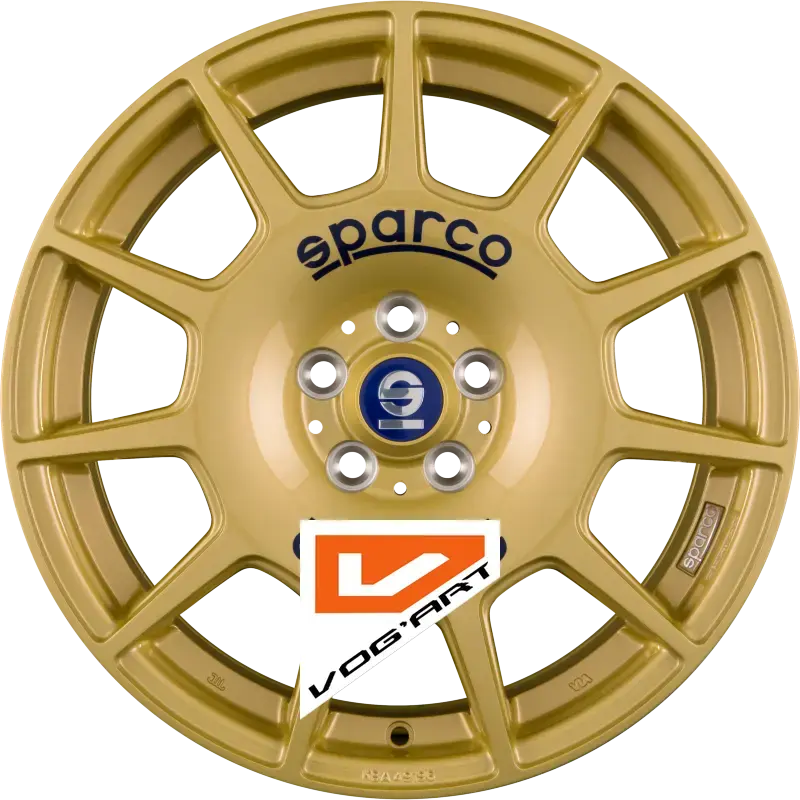 4 Jantes SPARCO TERRA Race Gold + Blue Lettering 17″ | Jantes alu design by Vog'Art